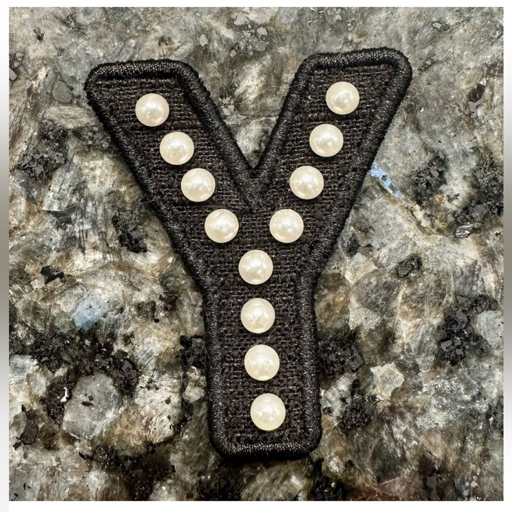 Stoney Clover Lane Black Pearl Letter Patch “Y”